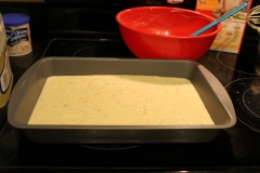 Cake batter in a 13-by-9 baking pan. (photo: Nikki Dulay)